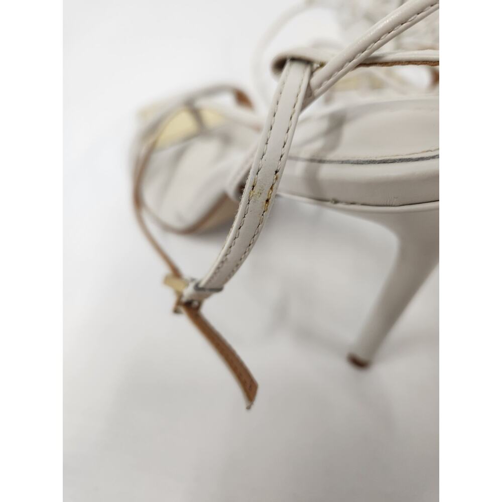 Schutz Women's Vikki Leather Ankle Tie Strappy High Heels, Size 6B, In Off White - Picture 13 of 14